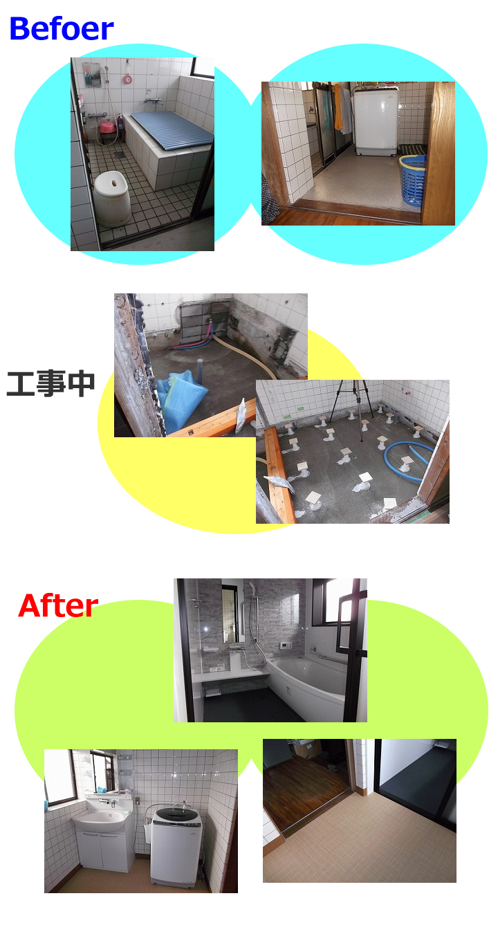 浴室及び脱衣場床組み替え工事 (雲南市:F様邸)