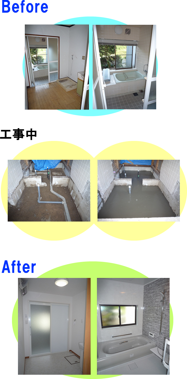 浴室及び洗面脱衣室リフォーム工事（雲南市：Ｔ様邸）